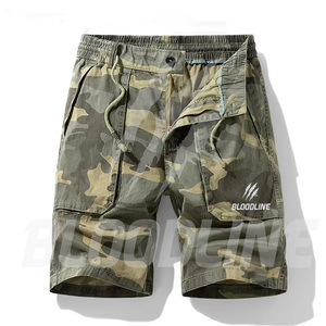 Shorts cargo camouflage pour homme, taille élastique, taille mi-haute, en toile respirante, décontractés, avec poches - Product Image 4