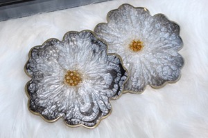 Handmade Resin <b>Epoxy</b> Coaster Set Luxury Art Deco Design Lightweight Home Decor Dining <b>Table</b> Gift From India - Product Image 5