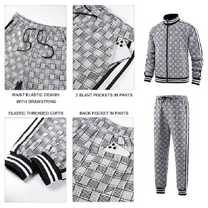 Conjunto Deportivo a Cuadros para Hombre, Manga Larga, Cierre Frontal con Cremallera, Estilo Casual para Correr, Transpirable, de Poliéster, Corte Regular, para Otoño - Product Image 5