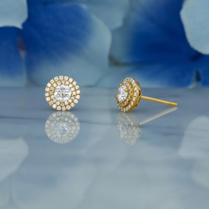 Lab Grown Diamond Double Halo Stud <b>Earrings</b> 14K Gold IGI Certified Cluster Statement <b>Earrings</b> Women Party Elegant Fine Jewelry - Product Image 1