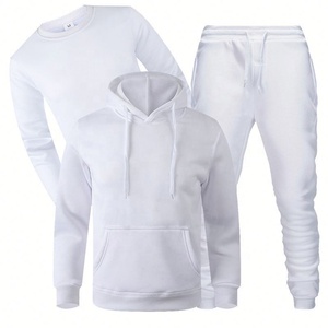 Men's Pink Hooded Sweatshirt <b>Set</b> Solid Color French Terry Casual Autumn Wear Black <b>Joggers</b> <b>Matching</b> Tracksuit - Product Image 4