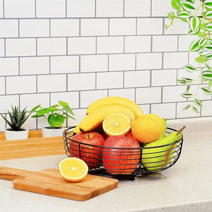 Corbeille à fruits moderne en fil métallique pour cuisine et table à manger, noir mat, support de rangement ouvert pour la maison et la cuisine - Product Image 5