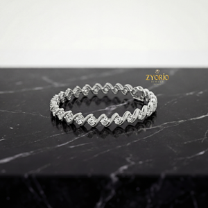 Pulsera de Cadena con Eslabones de Plata 925, Diseño Clásico y Elegante de Ondas, Diamante Cultivado en Laboratorio, Lujosa y Brillante, para Mujer, Ideal para Fiestas, Aniversarios y Bodas - Product Image 1