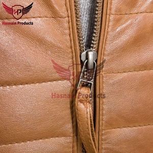 Chaqueta de Cuero Genuino para Hombre, Ajustada, Acolchada, de Piel de Vacuno, con Cuello Alto, Estilo Clásico, para Invierno - Product Image 4