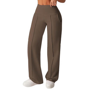Pantalon de yoga pour femme à séchage rapide, coupe large et ajustée, idéal pour la course et le fitness, avec plis décoratifs sur le devant – Meilleures ventes - Product Image 2