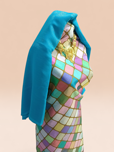 Ensemble complet de dirac multicolore allemand-suisse avec châle turquoise |   Robe de Mariage Traditionnelle Somalienne de Luxe pour Femmes - Product Image 2