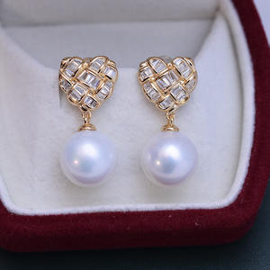 Boucles d'oreilles en argent S925 Zhuji Danshui 10-11 mm, perles blanches, lumière intense, défauts discrets, charmantes et élégantes - Product Image 1