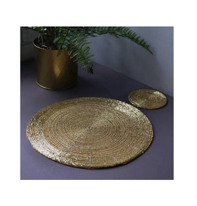 Best Sale Beaded <b>Placemats</b> <b>Round</b> Beaded Table Mat With Gold Leaf Design Bohemian Handmade Fabric <b>Placemat</b> - Product Image 2