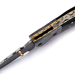 Cuchillo de Bolsillo Burraq Hecho a Mano con Acero de Damasco, Mango Elegante y Funda de Cuero, Punta de 7 Pulgadas, Ideal para Regalos y Actividades al Aire Libre - Product Image 6
