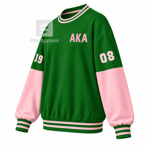 เสื้อสเวตเชิ้ตอัลฟ่า แคปปา อัลฟ่า โซโรริตี้ คอกลม ปักโลโก้ แขนยาว สีเขียวและชมพู เสื้อสเวตเชิ้ตแฟชั่นสำหรับผู้หญิง - Product Image 2