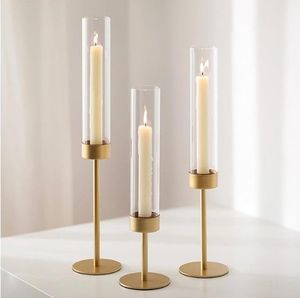 Juego de 3 Portavelas Cónicos de Madera, Metal y Mármol, Candelabros de Latón, Decoración Nórdica para Mesa de Comedor y Bodas - Product Image 3