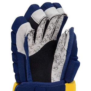 Guantes de hockey sobre hielo azules y amarillos con acolchado protector para la seguridad de las manos - Product Image 6