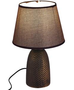 Rustic Ceramic Table <b>Lamp</b> with Brown Fabric Drum Shade <b>Warm</b> Light for Bedroom Decor - Product Image 2