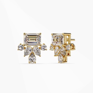 IGI Lab Grown Diamond <b>Emerald</b> Cut <b>Gold</b> Plated Vintage Anniversary <b>Earrings</b> Wholesale Custom Fine Jewelry for Women - Product Image 2