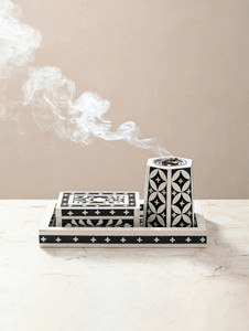 Brûleur d'encens artistique en bois avec insert en métal doré, support pour bâtonnets d'aromathérapie, décoration minimaliste pour salon - Product Image 5