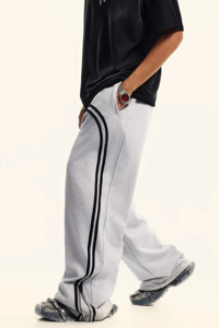 Pantalon de jogging gris clair 100 % coton pour homme, coupe large, taille élastique avec cordon de serrage, vêtement de sport décontracté - Product Image 5