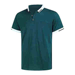 Polo de Algodón para Hombre, Manga Corta, Corte Regular, Tejido de Punto, Ribete en Contraste, Estilo Casual, Color Sólido - Product Image 2