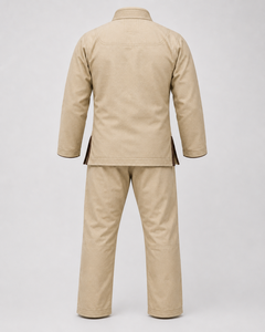 Shorts de BJJ beiges pour hommes, uniforme d'arts martiaux en coton, durable, uni, taille adulte, coupe régulière, logo sur le devant - Product Image 4