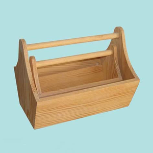 Cesta de Cerveza de Madera Natural Ecológica Personalizada 30*15*20cm Hecha a Mano con Asas Caja de Almacenamiento Multiusos Moderna - Product Image 3