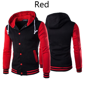 <b>Men's</b> <b>Black</b> And White Varsity Jacket With Hood Button Front Casual Bomber <b>Coat</b> Regular Fit Autumn Wear - Product Image 5