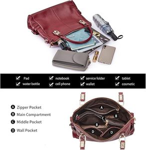 Elegante Bolso Tote Grande de Cuero Genuino Rojo para Dama, Bolso de Diseñador de Calidad con Logotipo, Disponible en Dos Tamaños, Precios al por Mayor - Product Image 4