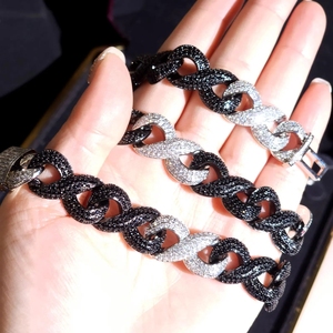 สร้อยคิวบาลิงค์แบบฝังเพชรโมอิสซาไนต์สีดำ VVS ขนาด 12 มม. สไตล์ฮิปฮอป เครื่องประดับเงินแท้ 925 ดีไซน์หรูหรา - Product Image 4