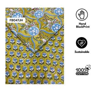 Tela de Algodón 100% Puro Tejida a Mano con Estampado Jaipur, Ecológica y Moderna, de Primera Calidad, de la India, Vendida por Metro, para Mantel con Diseño Floral - Product Image 3