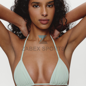 ZABEX SPORTS Custom Printed Front Logo Crew Neck Crystal Beach Bikini Set Women's Two <b>Piece</b> <b>Swimwear</b> Spandex/Nylon Soft Fabric - Product Image 5