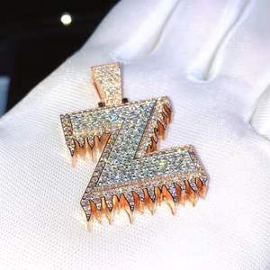 Collar con Colgante de Letra Z Personalizado con Incrustaciones de Diamantes de Imitación, Plata 925, Moissanita, Estilo Hip Hop, Joyería con Iniciales para Hombre y Mujer, Regalo para Fiestas - Product Image 3