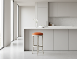 Tabouret de bar moderne à cadre circulaire en bois de caoutchouc massif, tabouret de bar minimaliste en bois de caoutchouc avec siège rond - Product Image 2