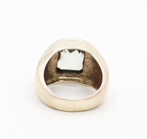 Bague de mariage et de fête vintage en argent sterling 925 avec améthyste verte de forme géométrique naturelle certifiée IGI - Product Image 3
