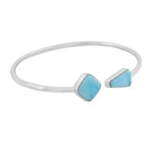 Premium 925 Sterling Silver High Finish Trendy Adjustable Bezel Set Larimar Tie Cushion Shape Cab Twister <b>Bracelet</b> Party Gift - Product Image 3