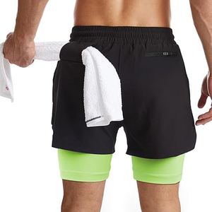 Men 2 In 1 Gym Shorts Compression Liner Running Workout Shorts With <b>Phone</b> Pocket Custom Logo Wholesale <b>Bulk</b> - Product Image 2