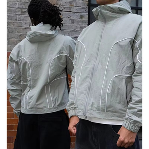 Veste coupe-vent pour homme, légère, en polyester/coton, avec col montant, style varsity, imperméable, pour le sport et les activités de plein air - Product Image 3