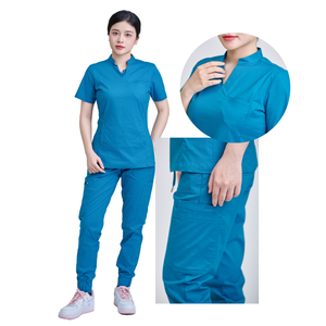 Tenue médicale personnalisée pour femme, pantalon large à motif floral, ensemble confortable en coton/PE/rayonne, détection des aiguilles - OEM/ODM - Faible MOQ - Product Image 3
