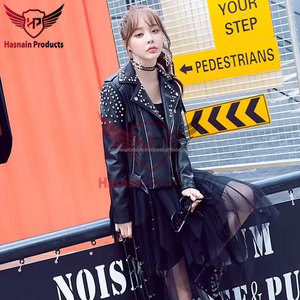Elegante chaqueta de invierno de vaquero de moda para mujer Prendas de abrigo de cuero occidental genuino con relleno de algodón Fabricado en Pakistán - Product Image 2