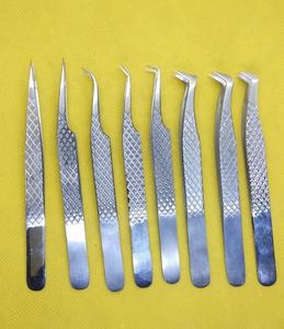 Juego de 8 pinzas de extensión de pestañas con volumen de agarre de diamante, Punta puntiaguda de acero inoxidable para uso de extensión de pestañas - Product Image 1