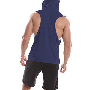 KHILAN INDUSTRIES Men's <b>Black</b> Hooded <b>Sequined</b> Sleeveless Tank <b>Top</b> Pockets Sporty Breathable 100% Cotton Woven Solid Color O-Neck - Product Image 4