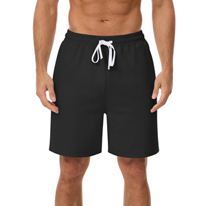 Shorts décontractés pour hommes, noirs unis, à séchage rapide, avec cordon de serrage, taille mi-haute, style streetwear - Product Image 4