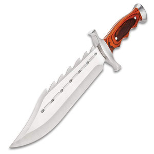 Cuchillo Bowie de Acero Inoxidable para Acampar al Aire Libre, Caza, Supervivencia, Hoja Fija con Mango Ergonómico de Madera - Product Image 1