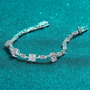 Tennis Style Silver Plated Moissanite Bracelet Brilliant Cut Claw Setting GRA Certified Trendy for Anniversary Wedding <b>Gifts</b> - Product Image 2