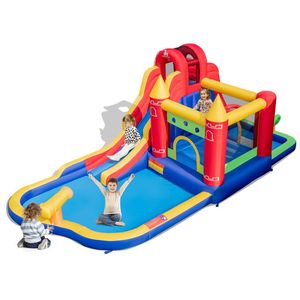 Château gonflable 9-en-1 avec toboggan aquatique et piscine à jets d'eau, installations aquatiques portables d'extérieur sans souffleur - Product Image 6