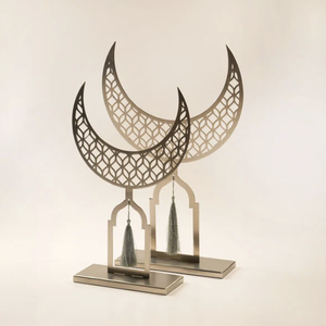 Décoration islamique en métal pour le Ramadan, centre de table décoratif en forme de mosquée et de croissant de lune - Product Image 1