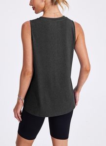 Camiseta sin Mangas para Mujer, Diseño Personalizado, Ligera, Transpirable, Tejido de Canalé, Informal, para Fitness, Yoga, Venta al Por Mayor - Product Image 5