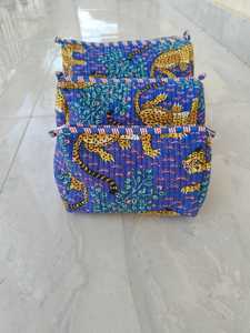 Premium Cotton Quilted Toiletry Bag Set of 3 Cosmetic <b>Organizer</b> Travel <b>Makeup</b> Bag Water Resistant Travel <b>Case</b> for Women Bulk - Product Image 1