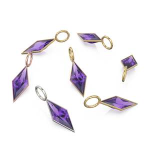 Pendentif en or jaune massif 18 carats avec améthyste africaine en forme de cerf-volant / Pierre de naissance de février / Pierre précieuse naturelle violette - Product Image 3