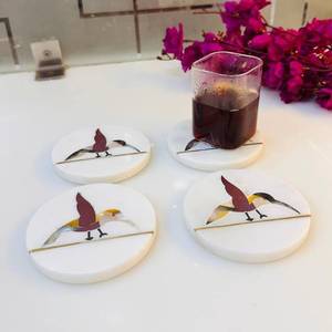 Ensemble de sous-verres en marbre motif éléphant – Vente en gros au meilleur prix pour salle à manger, cuisine, hôtels – Artisanat en pierre de style religieux - Product Image 1