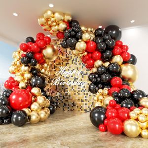 Kit Arco di Palloncini Rossi, Neri e Dorati da 153 Pezzi, Diverse Dimensioni 18, 12, 10, 5 Pollici, Metallizzati per Decorazioni per Feste - Product Image 1