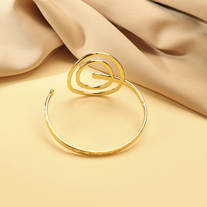 Gold Plated Spiral Brass Cuff <b>Bangle</b> Hammered Open Bracelet for Women Party Wedding Gift - Product Image 2
