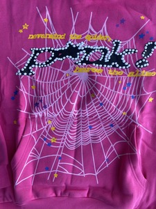 เสื้อฮู้ดสีชมพูขนาดใหญ่พิมพ์ลายใยแมงมุมประดับเพชรเทียม สไตล์ยูนิเซ็กส์ Y2K สตรีทแวร์สำหรับฤดูใบไม้ร่วง - Product Image 3